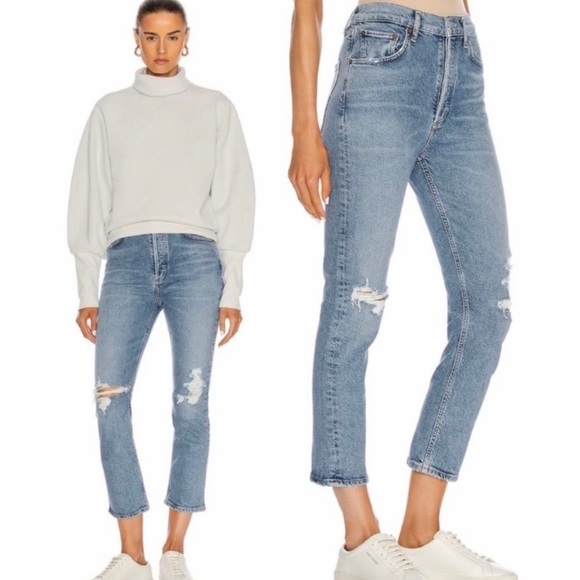 Agolde Denim - AGOLDE Riley High Rise Straight Crop Jeans in WHIPLASH SIZE 25